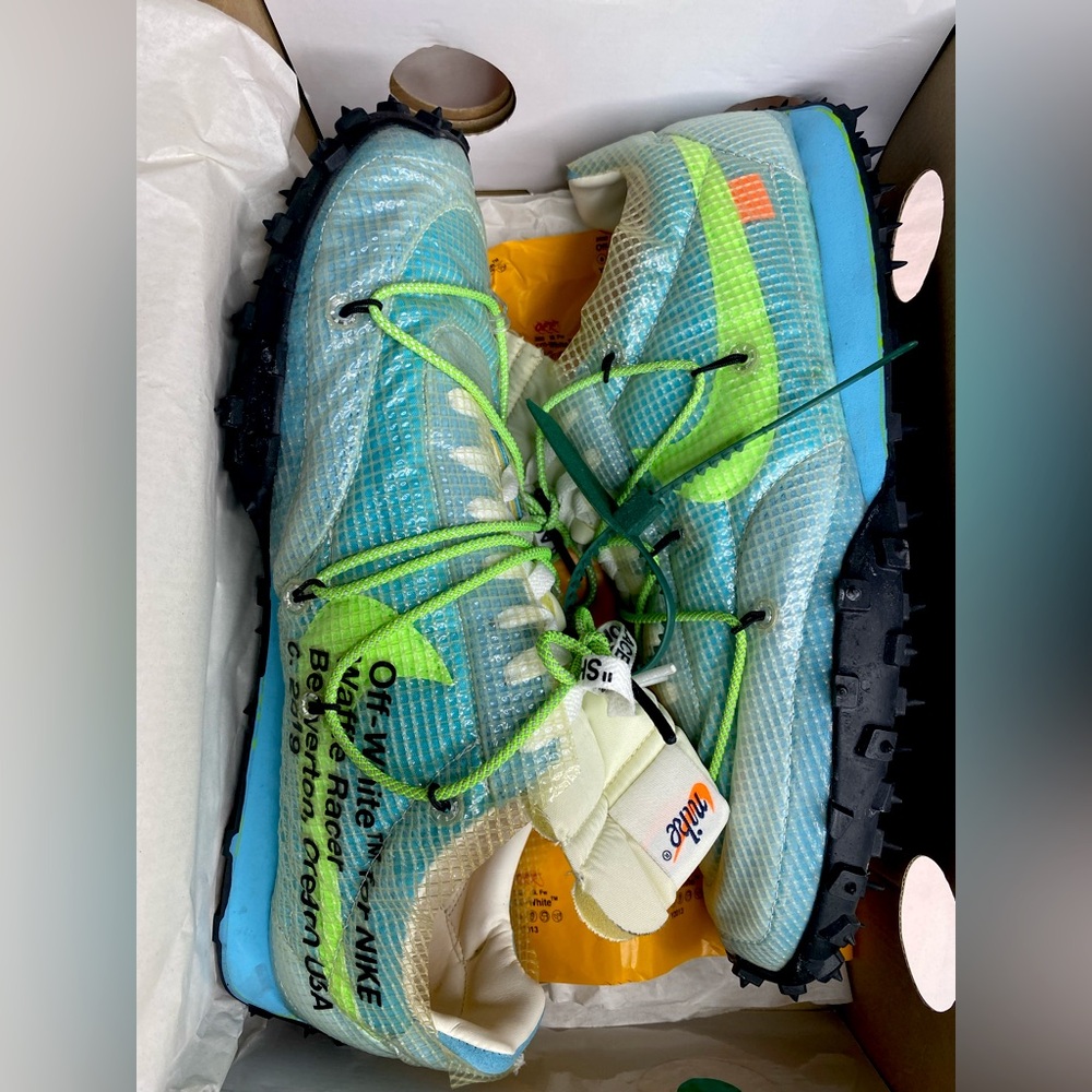 Nike X Off White waffle racer Sneaker vivid Sky Blue Green New men US 14